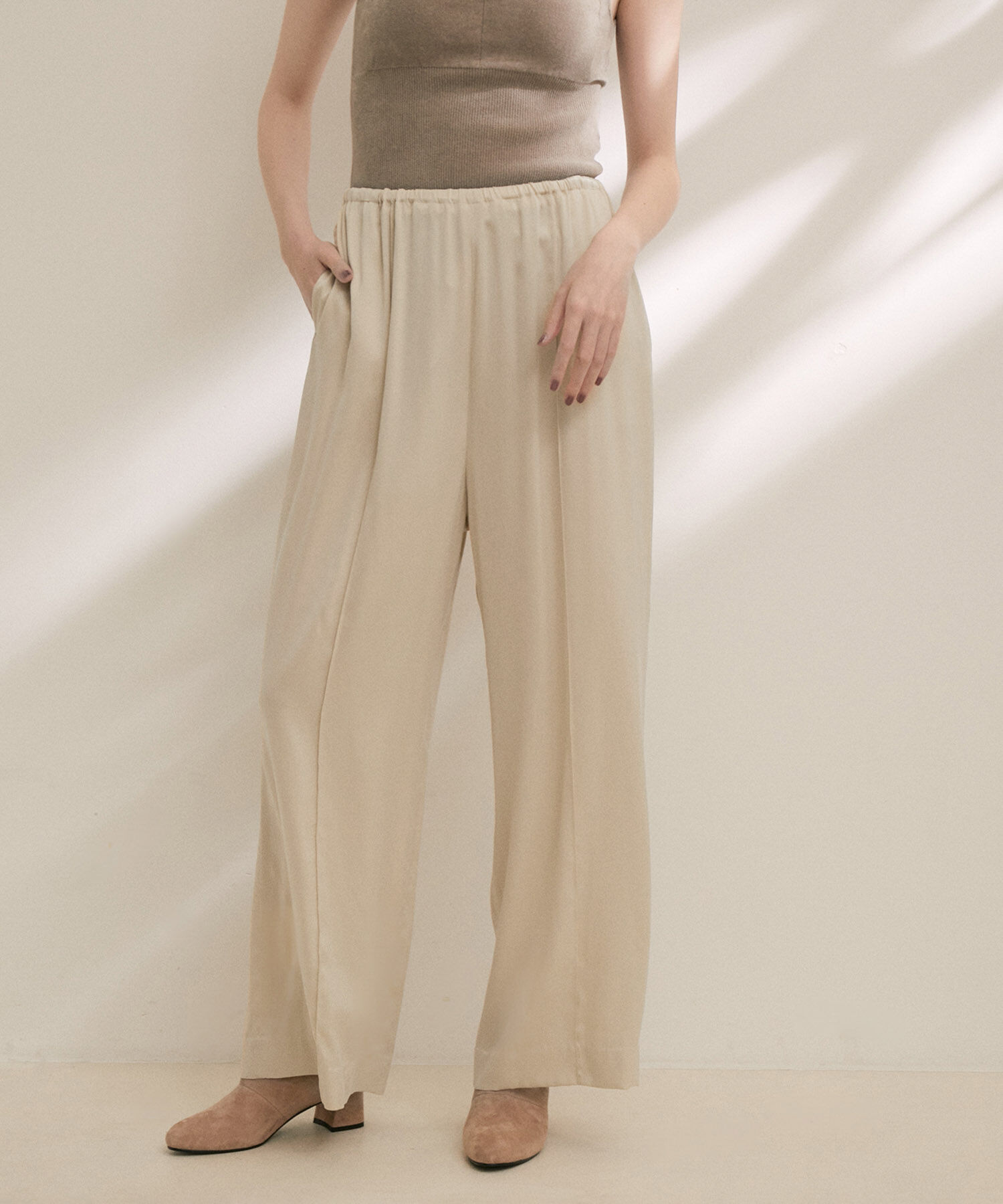 SALON adam et rope'「シルクイージーワイドパンツ【セットアップ対応・洗える】」|その他|