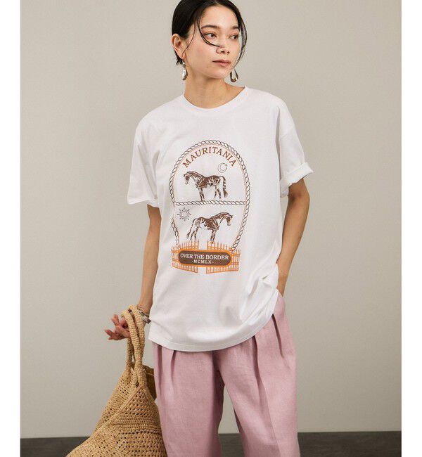 SALON adam et rope'「Over the Border グラフィックプリントTEE / レタリングTシャツ［洗える］」|Tシャツ・カットソー|