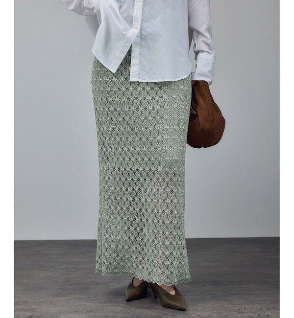 SALON adam et rope'「ラッセルレースヘムスカラップスカート / セットアップ対応」|スカート|グリーンサブ(35)