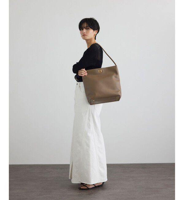 SALON adam et rope'「【WEB限定】【WS（ドゥーブル）】ソフトレザーメタルロックバケットバッグ」|ショルダー・メッセンジャー|