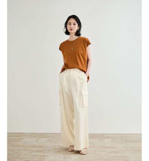 ROPE「【洗える】シャイニーサテンパンツ/一部セットアップ対応」|カーゴ|