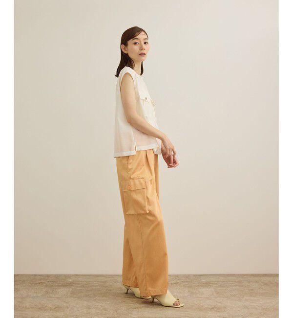 ROPE「【洗える】シャイニーサテンパンツ/一部セットアップ対応」|カーゴ|