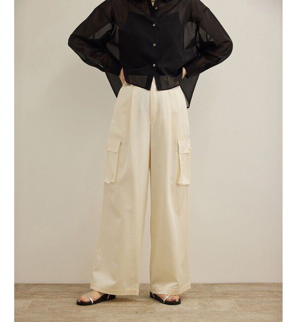 ROPE「【洗える】シャイニーサテンパンツ/一部セットアップ対応」|カーゴ|