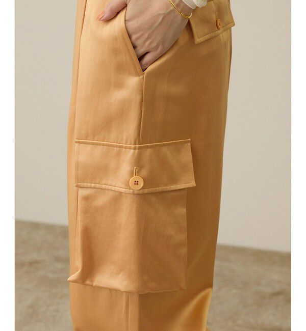 ROPE「【洗える】シャイニーサテンパンツ/一部セットアップ対応」|カーゴ|