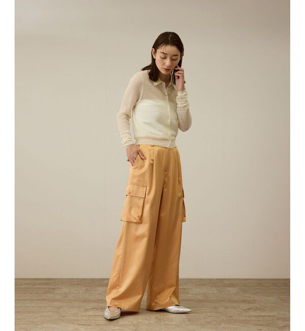 ROPE「【洗える】シャイニーサテンパンツ/一部セットアップ対応」|カーゴ|