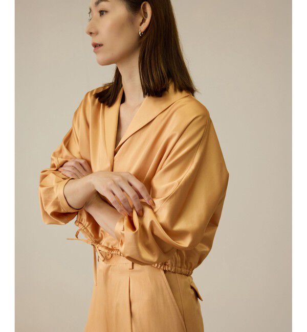 ROPE「【洗える】シャイニーサテンブラウス/セットアップ対応」|シャツ・ブラウス|オレンジ(70)