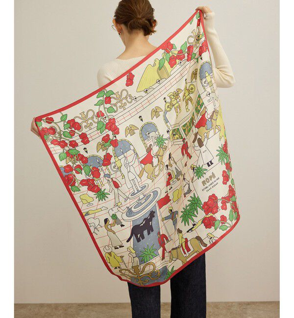 ROPE「【4 ARTIST for ROPE'】コラボ シルクスカーフ/Lサイズ」|バンダナ・スカーフ|赤メイン