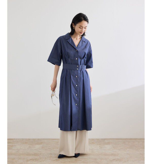 ROPE「【洗える】シャツワンピース（無地・ストライプ）」|ワンピース|