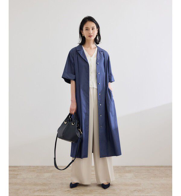 ROPE「【洗える】シャツワンピース（無地・ストライプ）」|ワンピース|