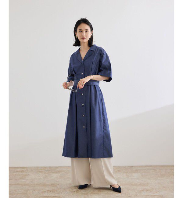 ROPE「【洗える】シャツワンピース（無地・ストライプ）」|ワンピース|