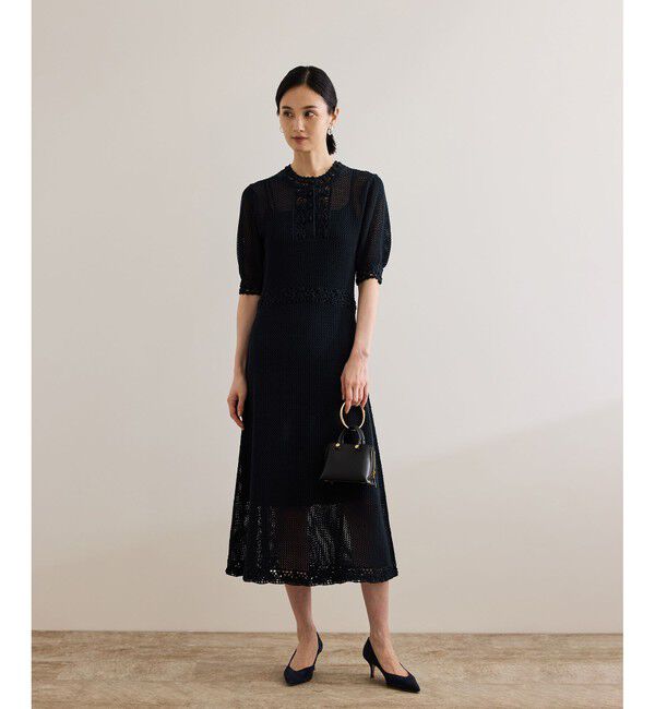 ROPE「クロシェニットワンピース/洗える」|ワンピース|