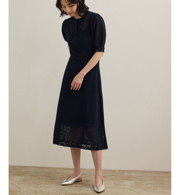 ROPE「クロシェニットワンピース/洗える」|ワンピース|