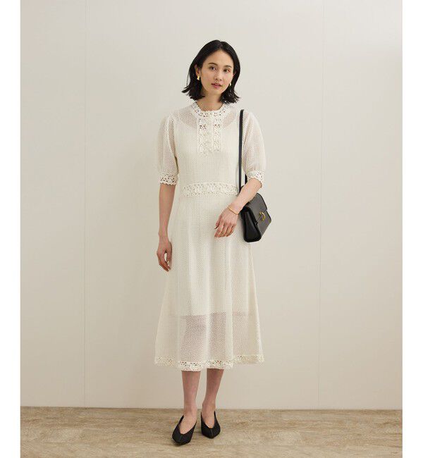 ROPE「クロシェニットワンピース/洗える」|ワンピース|