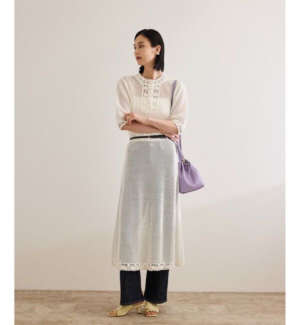 ROPE「クロシェニットワンピース/洗える」|ワンピース|