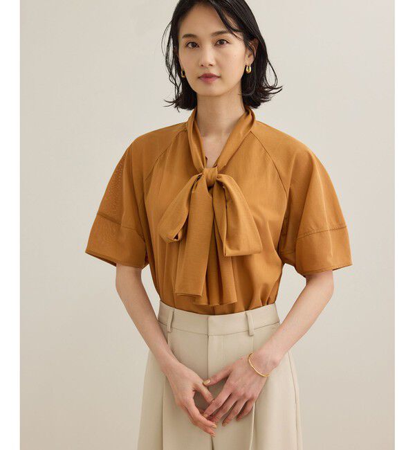 ROPE「【洗える】シアートリコットボウタイブラウス」|Tシャツ・カットソー|