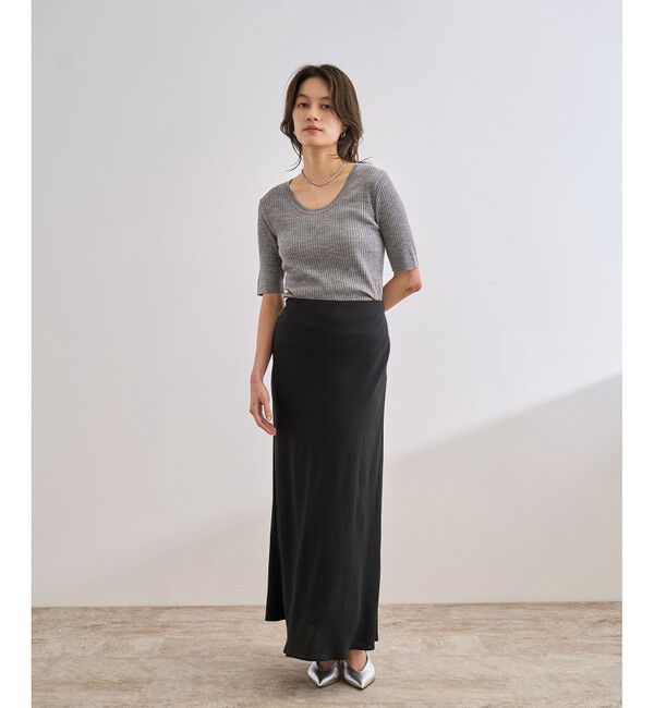 ROPE「ワイドリブラウンドネック スーパーメリノウール ニット/イージーケア」|ニット・セーター|