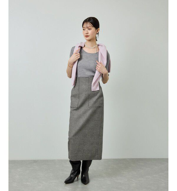 ROPE「ワイドリブラウンドネック スーパーメリノウール ニット/イージーケア」|ニット・セーター|