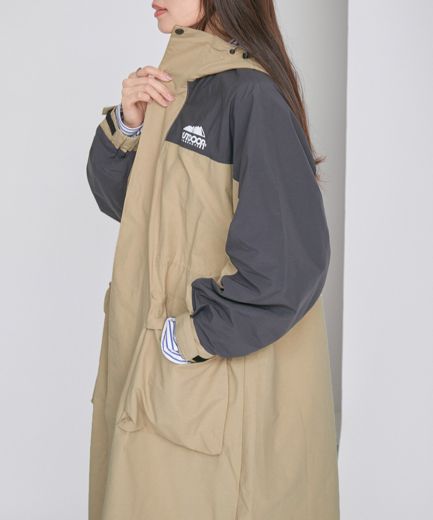 VIS「【OUTDOOR PRODUCTSコラボ】【洗濯可・撥水加工】オーバーサイズロングマウンテンパーカー」|アウトドア|