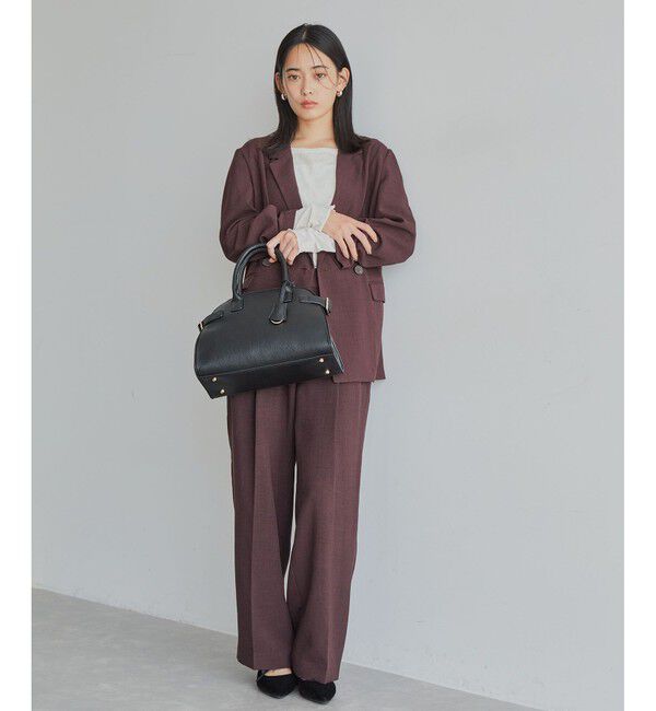 VIS「【美easy】リネンライクワンタックワイドスラックスパンツ【接触冷感/洗える】」|スラックス|