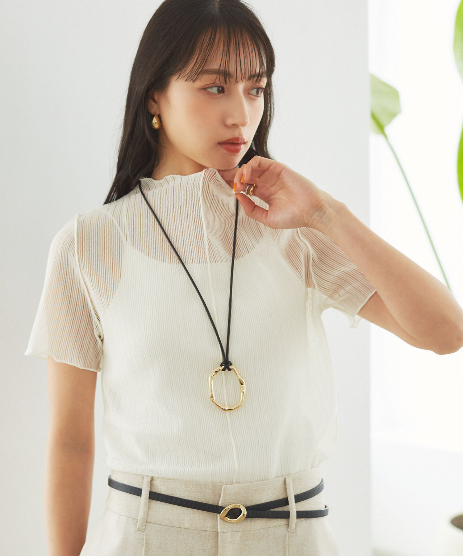 VIS「【洗える】シアーラッセルカットソー」|Tシャツ・カットソー|