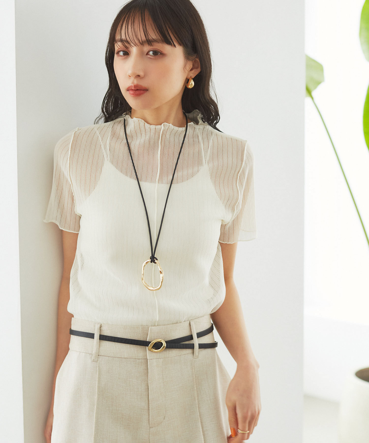 VIS「【洗える】シアーラッセルカットソー」|Tシャツ・カットソー|