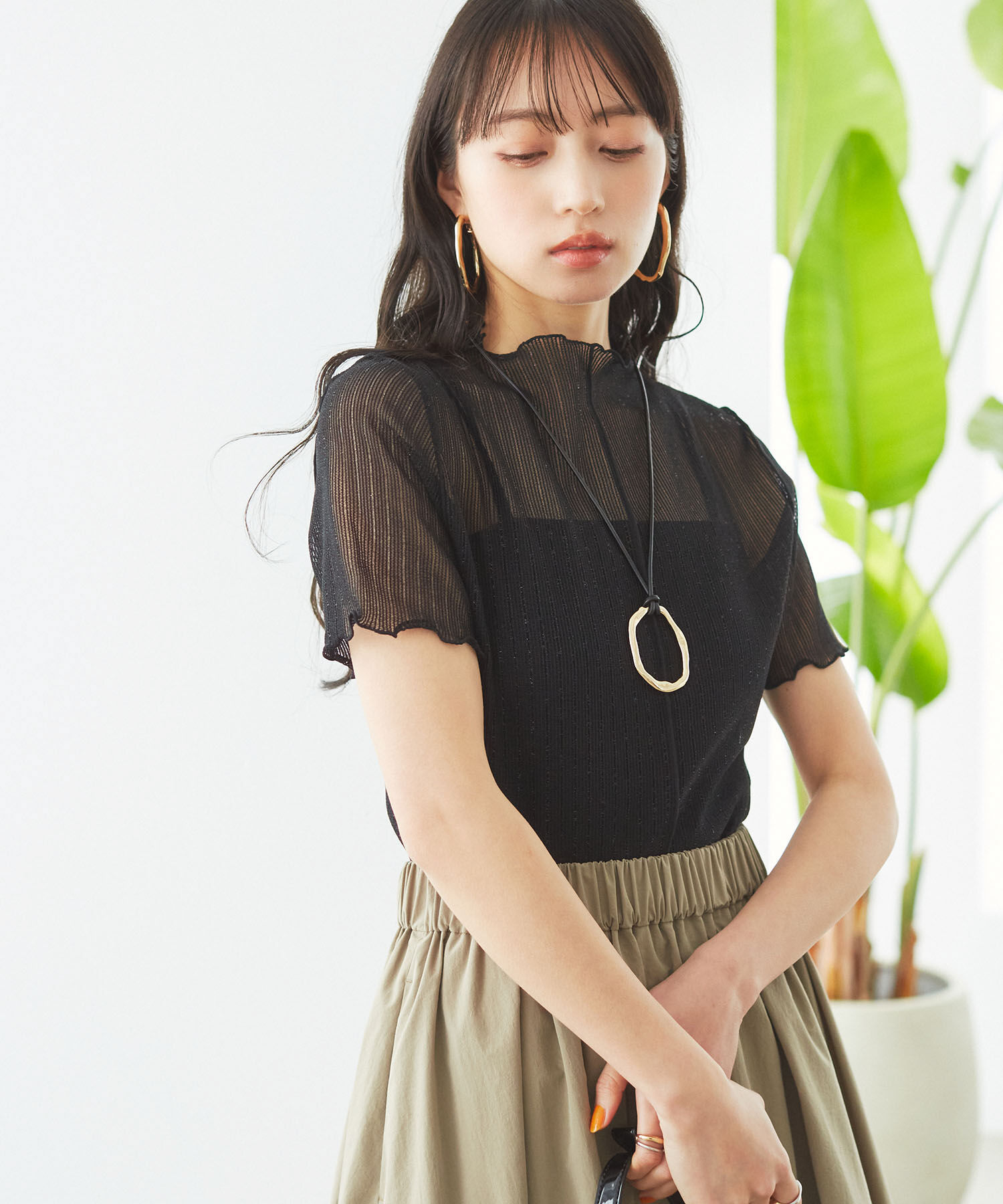 VIS「【洗える】シアーラッセルカットソー」|Tシャツ・カットソー|