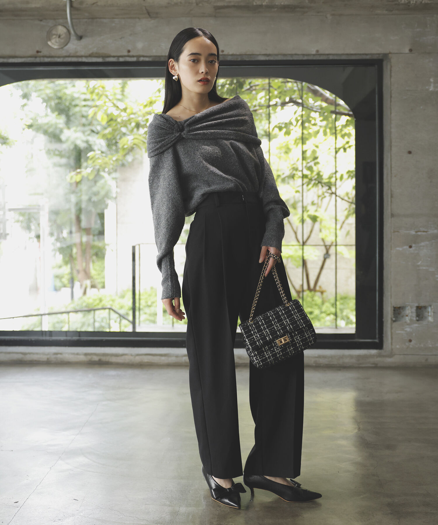 VIS「【新色追加】【美easy】ウーリッシュ2タックワイド/スラックスパンツ【洗える】」|スラックス|