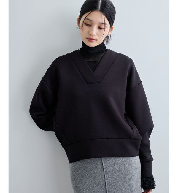 VIS「もちっとふわふわスフレタッチニュアンスＶネックプルオーバー【洗える】」|その他|クロメイン