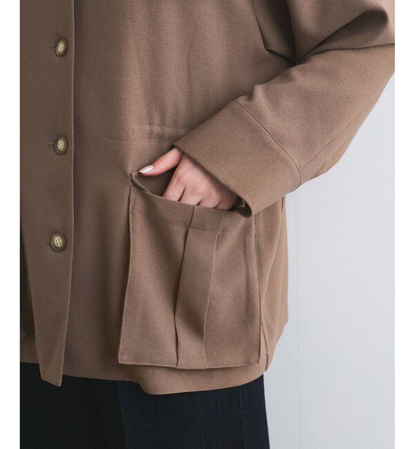 VIS「【防シワ】リネンライクミリタリーシャツジャケット」|ミリタリージャケット|