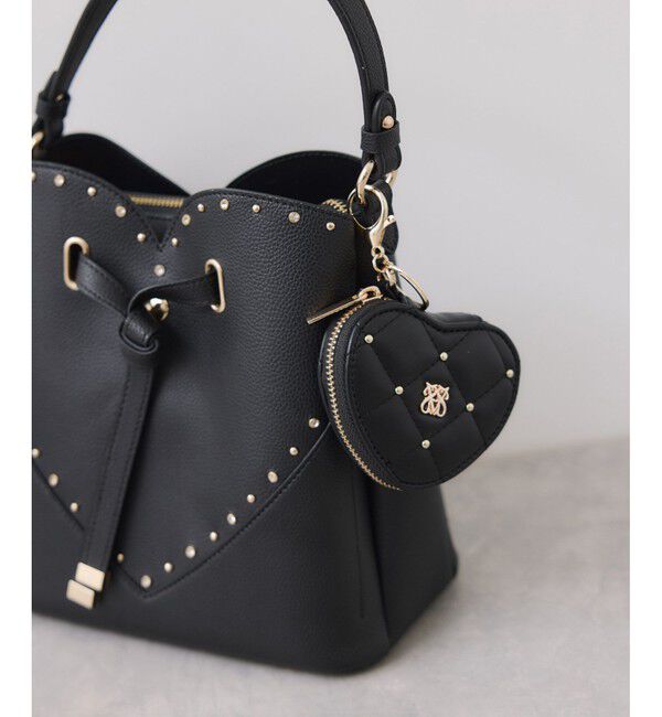 VIS「スタッズキルティングハートポーチチャーム」|チャーム・キーホルダー|ブラック(01)