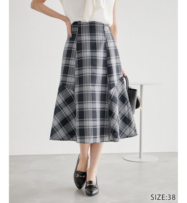 Rope&rsquo;Picnic「チェックボリュームスカート」|スカート|ブラック(01)