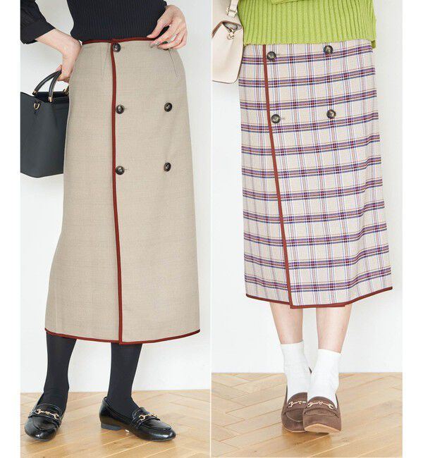 Rope&rsquo;Picnic「チェック＆無地リバーシブルスカート」|スカート|ベージュ系(28)
