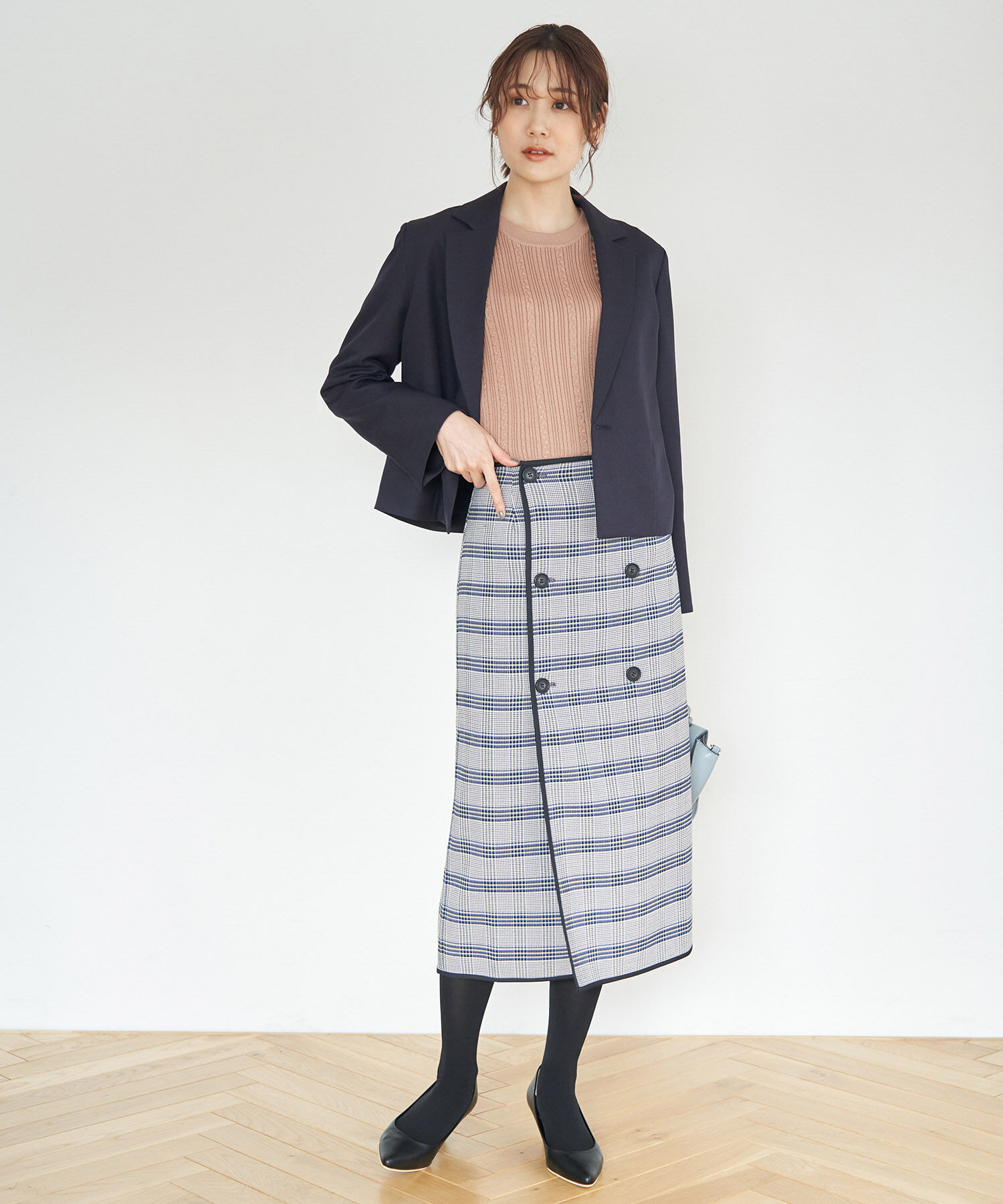 Rope&rsquo;Picnic「チェック＆無地リバーシブルスカート」|スカート|