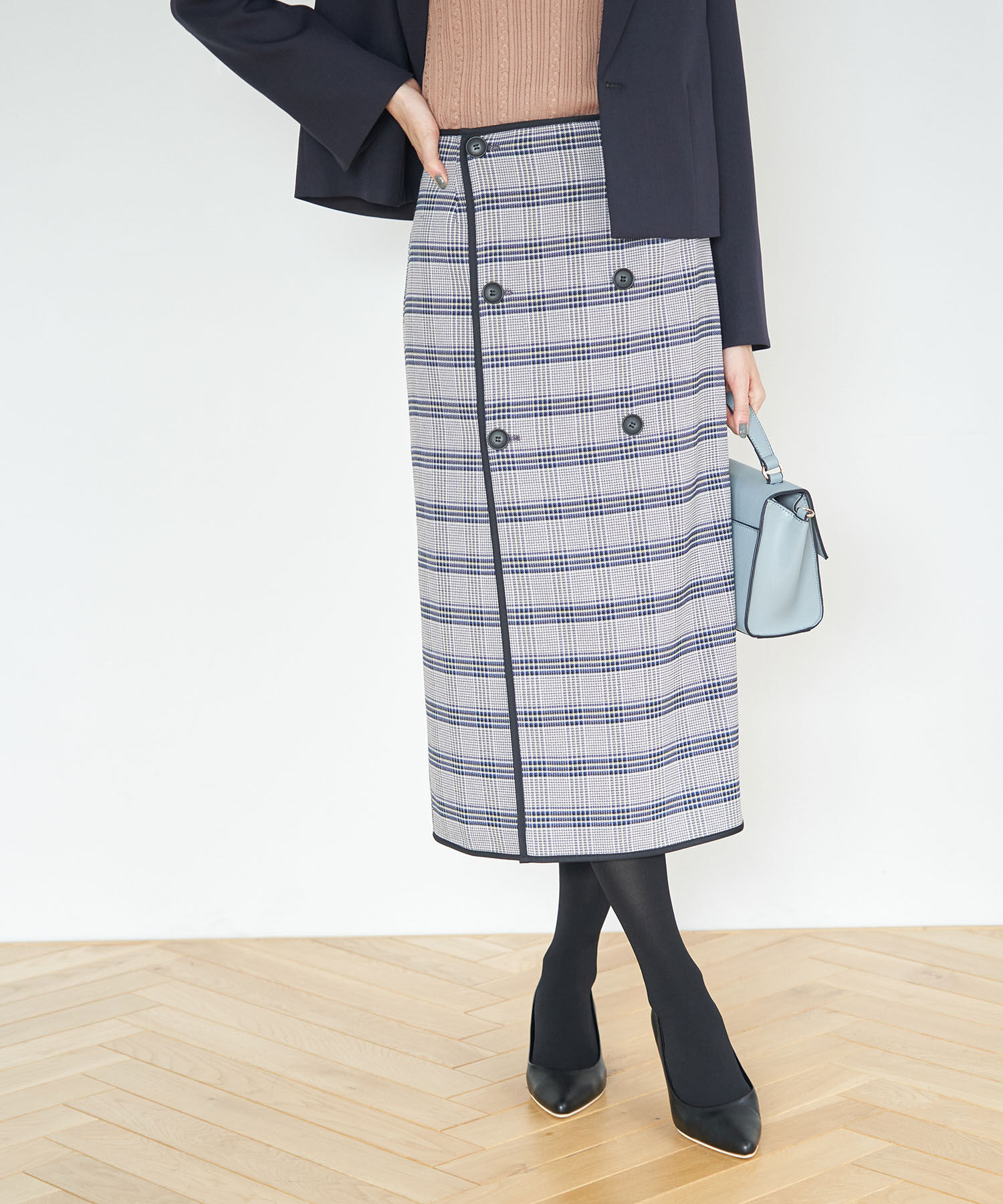 Rope&rsquo;Picnic「チェック＆無地リバーシブルスカート」|スカート|