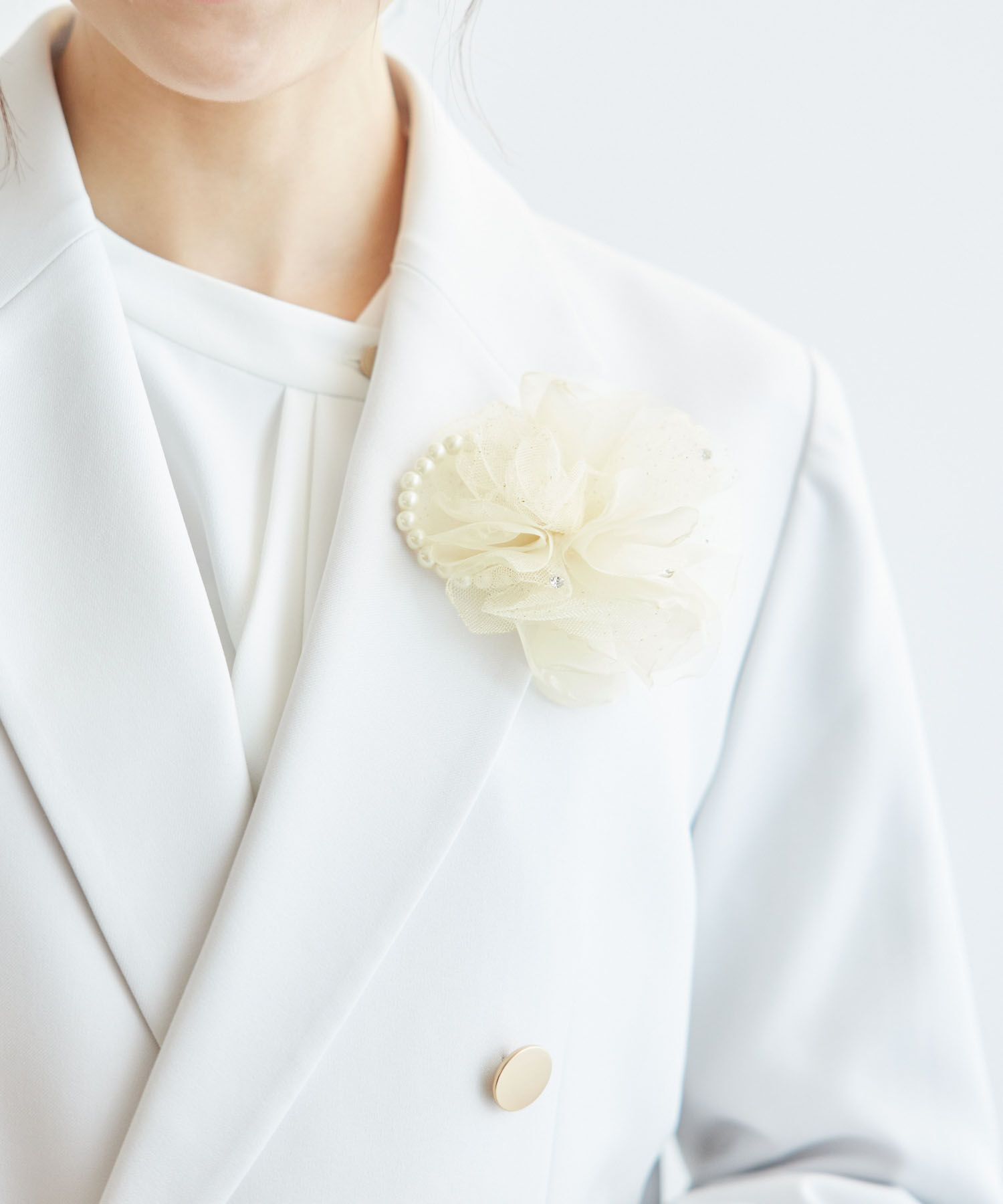 ROPE PICNIC PASSAGE「オーガンジー&times;チュールフラワーコサージュ」|ブローチ・コサージュ|ベージュ系(28)