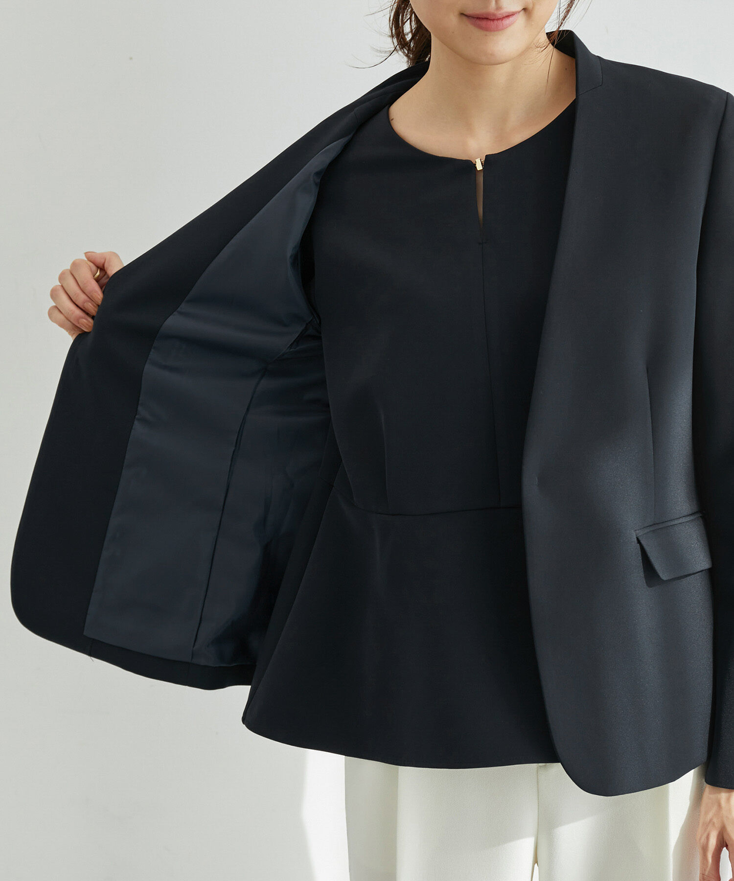 Rope&rsquo;Picnic「【一部店舗限定34-42サイズ】360&deg;ウルトラストレッチ/ノーラペルジャケット」|テーラードジャケット|