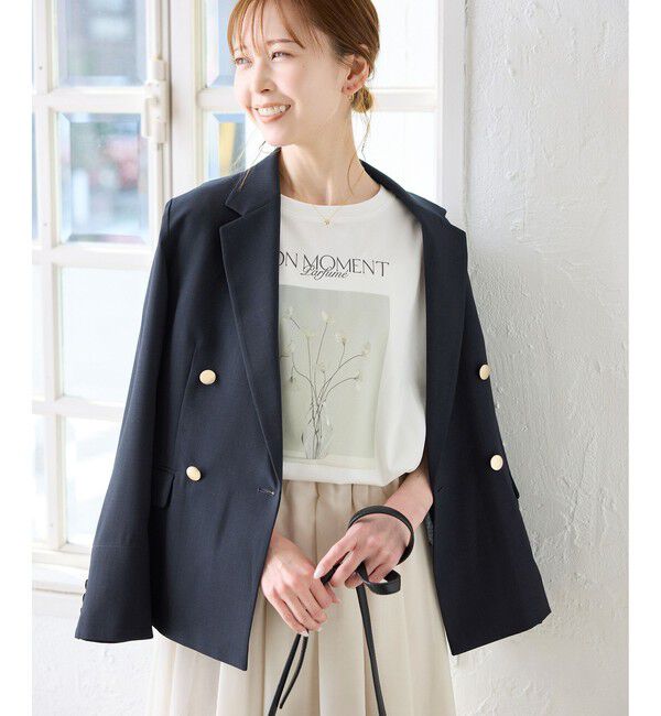 Rope&rsquo;Picnic「カナパ 金ボタンジャケット/セットアップ対応・UV・抗菌防臭・接触冷感」|テーラードジャケット|