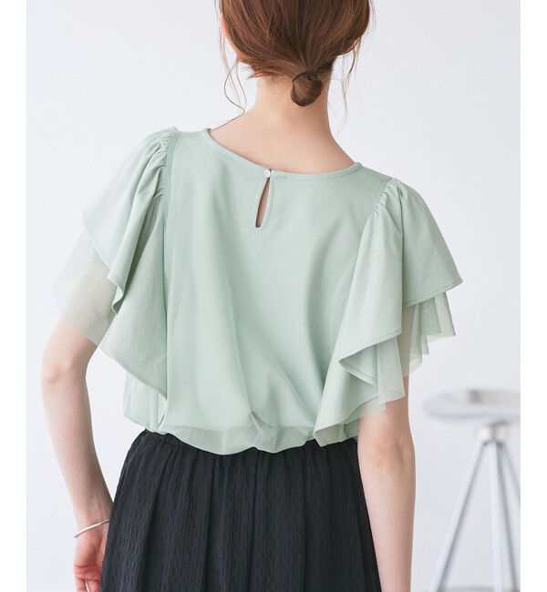 Rope&rsquo;Picnic「【UVカット・接触冷感】Cutee チュールフリルトップス」|Tシャツ・カットソー|