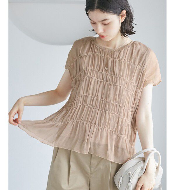 Rope&rsquo;Picnic「楊柳シャーリングシアートップス」|Tシャツ・カットソー|ベージュ系(29)