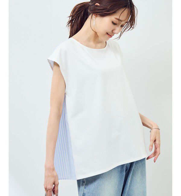 Rope&rsquo;Picnic「ストライプドッキングフレンチスリーブプルオーバー」|Tシャツ・カットソー|ホワイト系(11)