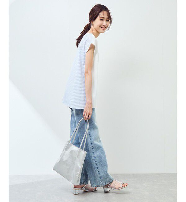 Rope&rsquo;Picnic「ストライプドッキングフレンチスリーブプルオーバー」|Tシャツ・カットソー|