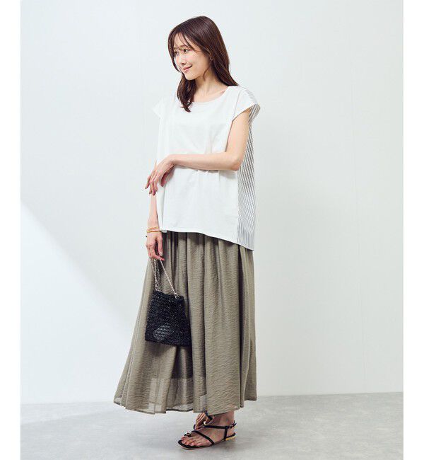 Rope&rsquo;Picnic「ストライプドッキングフレンチスリーブプルオーバー」|Tシャツ・カットソー|