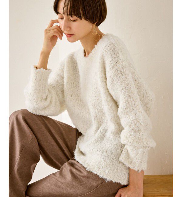 Rope&rsquo;Picnic「ブークレカラーニット」|ニット・セーター|ホワイト(10)