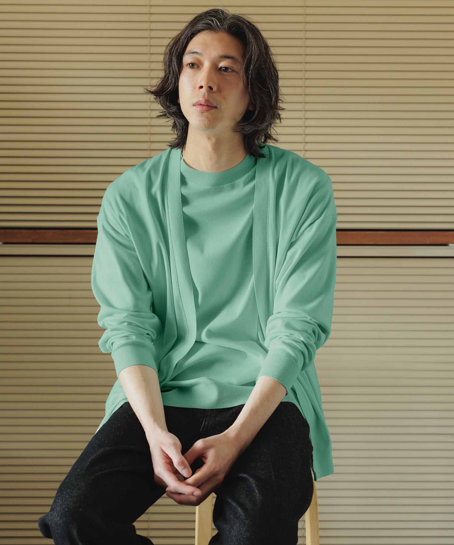 ADAM ET ROPE'「【2点セット】セーターマシーン カーディガン＆半袖T/アンサンブル」|カーディガン|