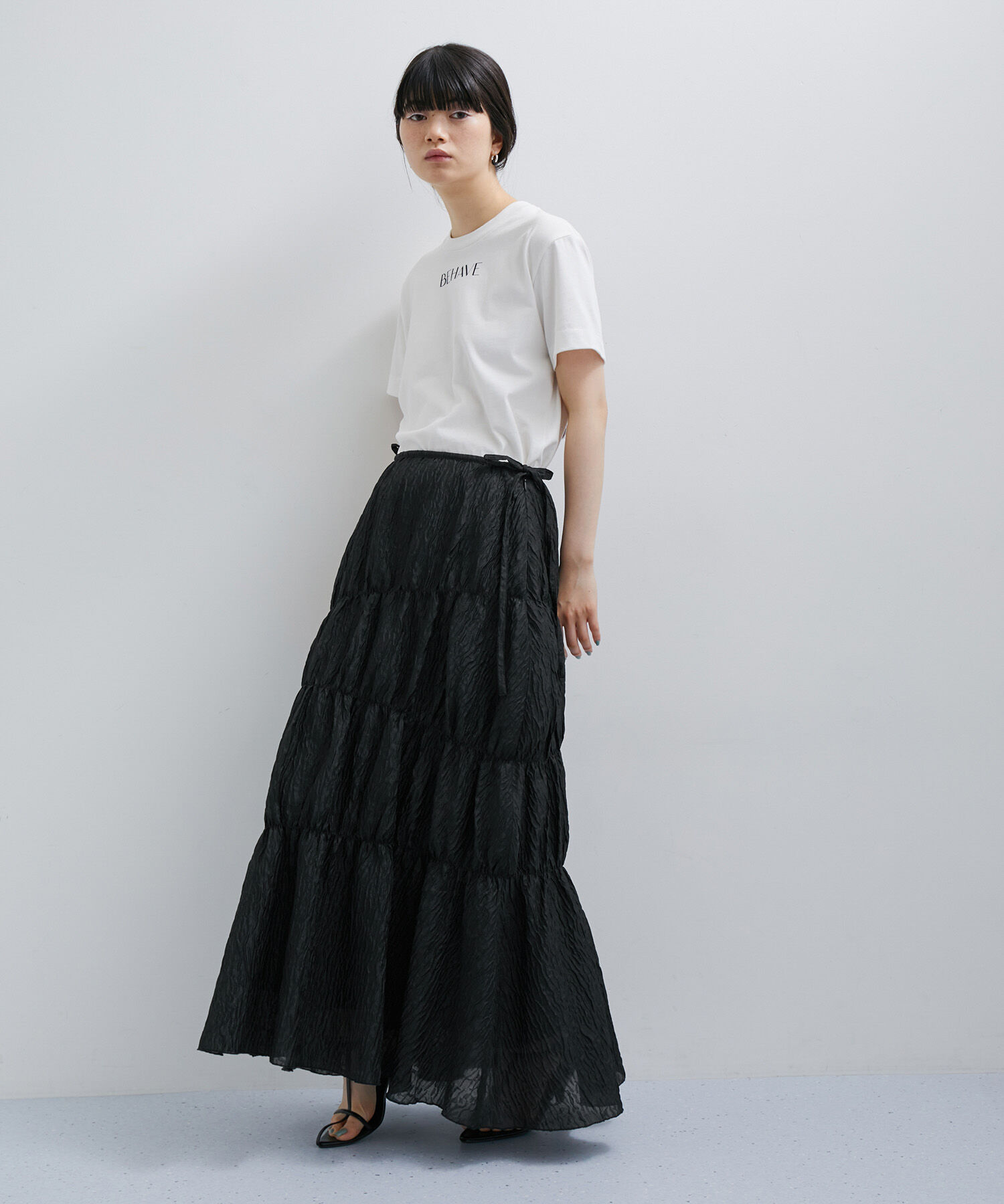 ADAM ET ROPE'「【逸品】フクレジャガードシャーリングスカート」|スカート|