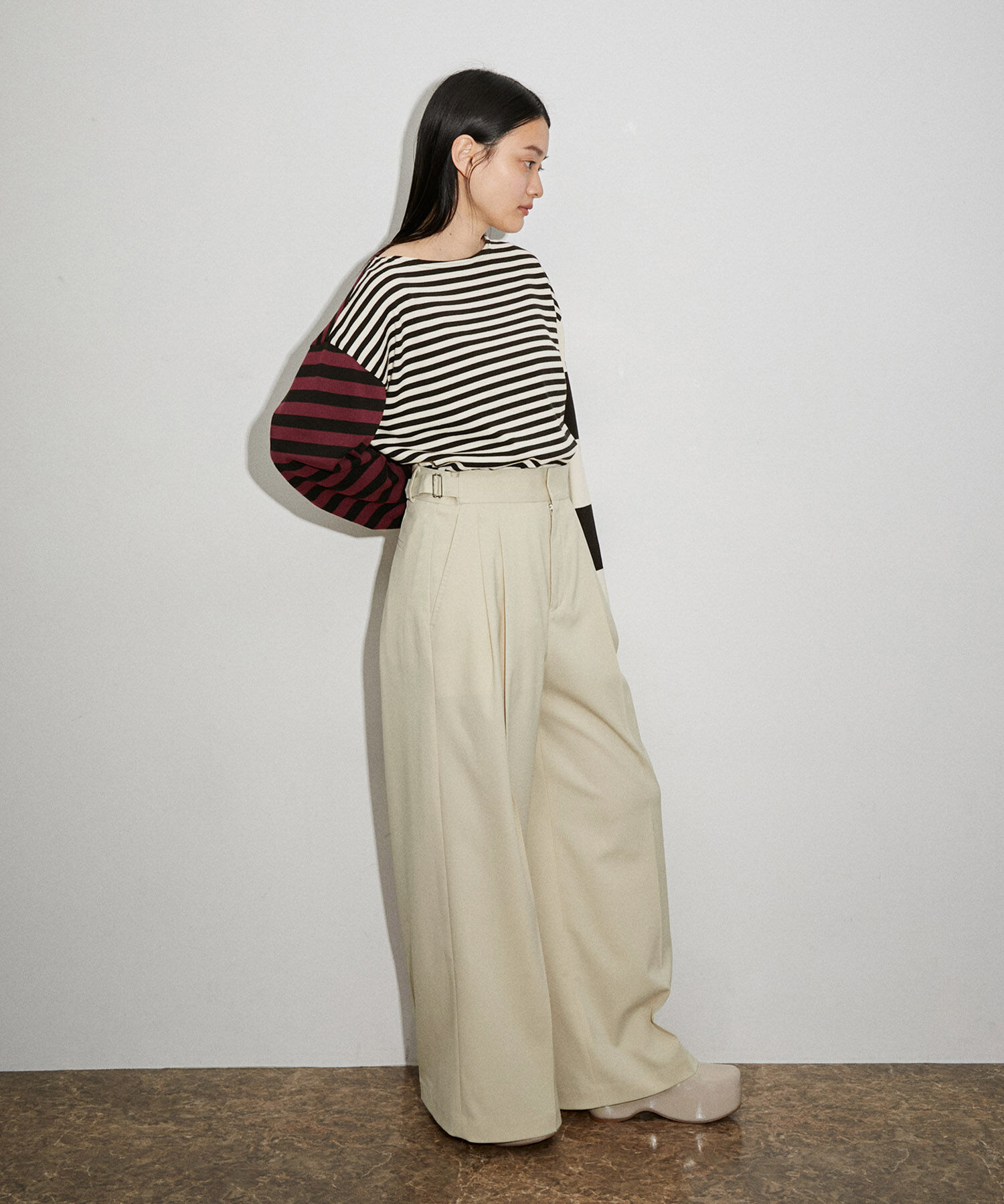 ADAM ET ROPE'「【サステナブル】2タックワイドスラックス」|スラックス|