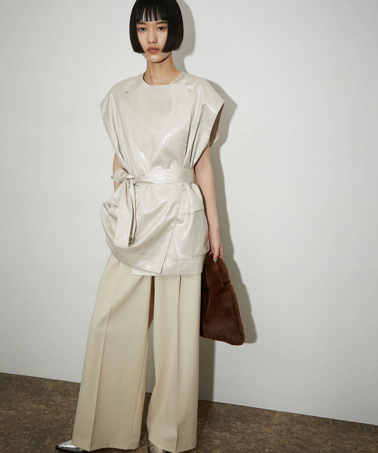 ADAM ET ROPE'「【サステナブル】2タックワイドスラックス」|スラックス|