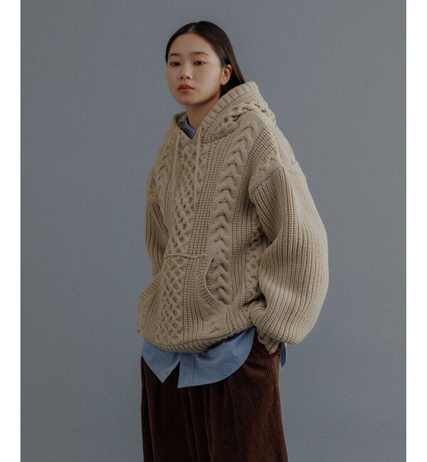 ADAM ET ROPE'「【WEB限定】ボリュームケーブル ニット パーカー / ロングシーズン着用可能 / 超軽量 / ユニセックス」|パーカー|