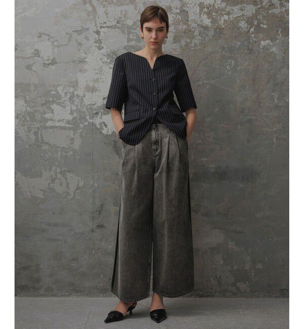 ADAM ET ROPE'「【EMOELLE】・【サステナブル】ドレスデニムパンツ」|デニム|