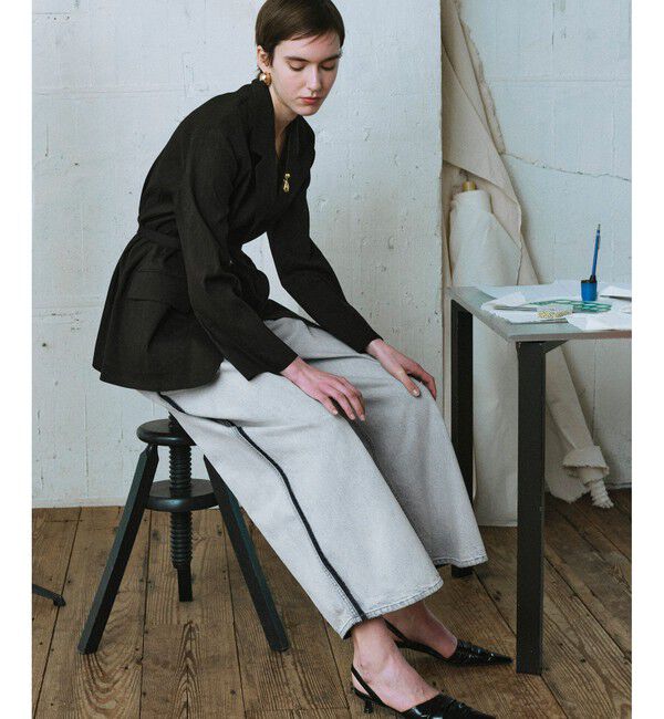 ADAM ET ROPE'「【EMOELLE】・【サステナブル】ドレスデニムパンツ」|デニム|